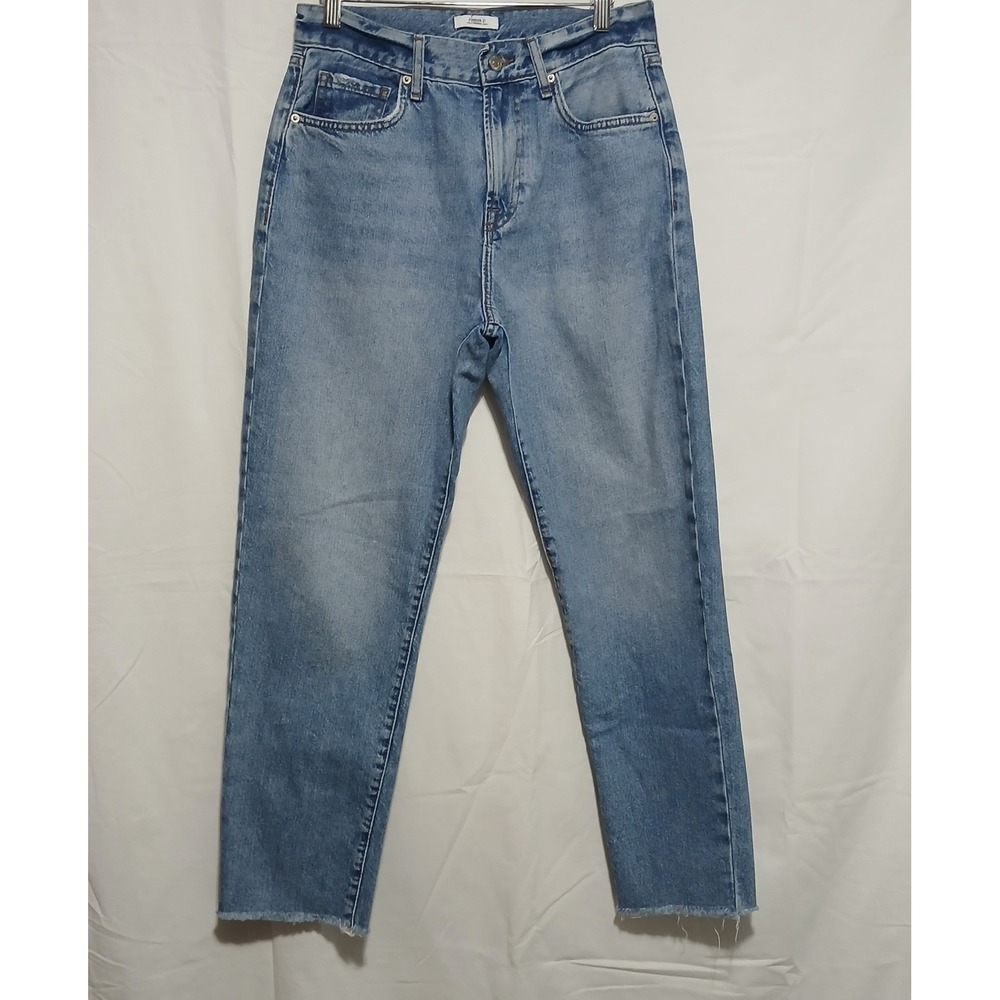 Forever 21 Premium Jeans High‎ Rise Distressed Hem Denim Light Wash 27